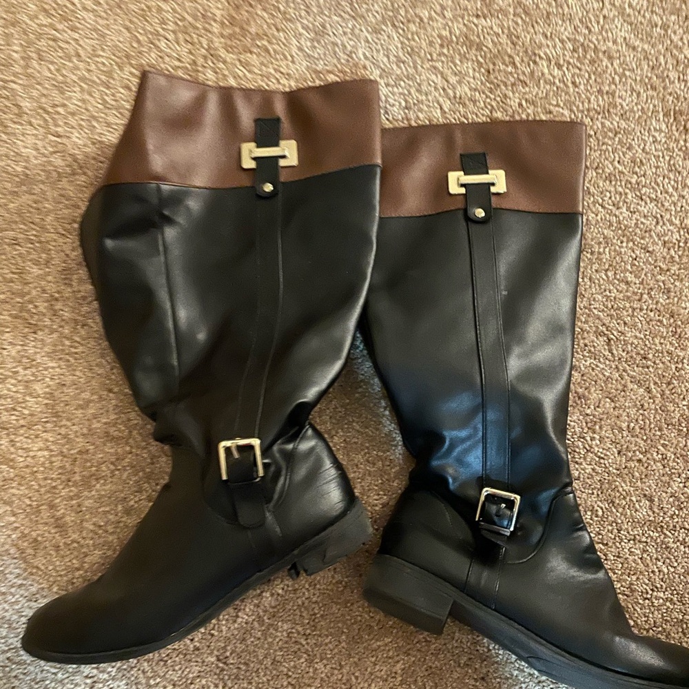 Black and brown boots